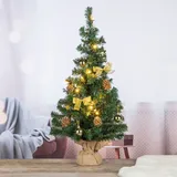 Geschmückter Künstlicher Weihnachtsbaum 75 cm LED Tannenbaum Christbaum gold