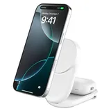 Belkin UltraCharge faltbare magnetische 2-in-1-Ladestation mit Qi2 25W weiß, rund
