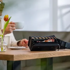 HMF Kellner Geldbörse mit verstellbarem Gürtel, Kellnertasche mit Euro-Geldwechsler und Reißverschlussfach 20,5 x 10 x 6,5 cm Schwarz