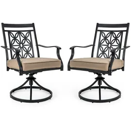 Costway Gartenstuhl 70 x 60 x 92 cm schwarz/khaki 2 St.
