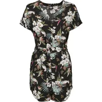URBAN CLASSICS Damen Ladies Short Viscose Belt Jumpsuit T-Shirt, Black tropical), M - M