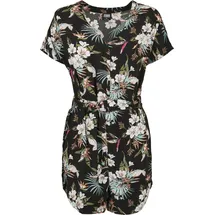 URBAN CLASSICS Damen Ladies Short Viscose Belt Jumpsuit T-Shirt, Black tropical), M - M