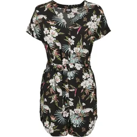 URBAN CLASSICS Damen Ladies Short Viscose Belt Jumpsuit T-Shirt, Black tropical), M - M