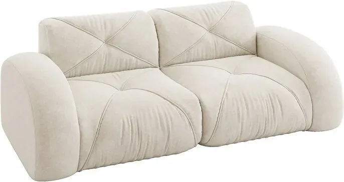 URBAN MEUBLE Rahmenloses Modulares 2-Sitzer-Sofa 204x95x76 cm, Chenille-Bezug in Weiß, hochdichter Schaumstoff