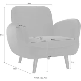 Atlantic Home Collection Sessel Ben Samtvelours 90 x 83 x 87 cm Grün mit Wellenunterfederung