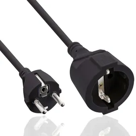 InLine Schutzkontakt-Verlängerungskabel CEE 7/7 für Innenbereich, GS-Zertifiziert mit Kinderschutz, 230V, H05VV-F3G1,5, 20m, schwarz, 16410F