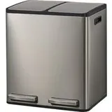 Abfalleimer 2 Fächer, Mülleimer 2 x 15 L, Tretmülleimer Softclose-Deckel