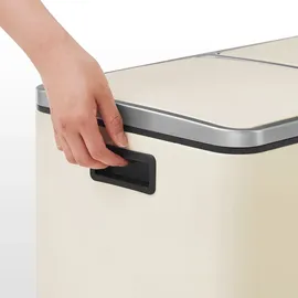 Songmics Mülleimer, 2 x 30 Liter mit Deckel und Inneneimer cremeweiß Metall, 30l
