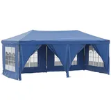 vidaXL Partyzelt Faltbar mit Seitenwänden Blau 3 x 6 m