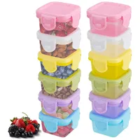 giteo bedding 12 Stück Vorratsdosen mit Deckel, Plastik Frischhaltedosen, kleine Küche Auslaufsicher Aufbewahrung Lebensmittel Gefrierdosen, Behälter für Salatdressing Snacks (60ml)