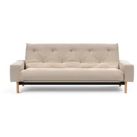 Schlafsofa INNOVATION LIVING TM "MIMER hochwertige Schlaffunktion, aktuelles Design und extra Komfort" Sofas Gr. T: 100cm, Flachgewebe BLIDA, beige (sand grey 612, blida) Taschenfederkernmatratze, Breite Liegefläche 140 cm