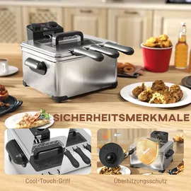 Homcom Fritteuse 5L Edelstahl Silber