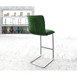 DeLife Barstuhl Maddy-Flex Samt Grün Freischwinger flach Edelstahl, Barstühle