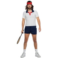 Metamorph Kostüm Retro Tennis Anzug, Der Grand Slam der Sportler-Kostüme: 80er Jahre Tennis Outfit weiß 58