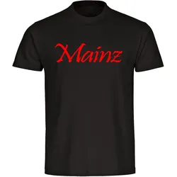 multifanshop Herren T-Shirt - Mainz - Schriftzug - Druck rot - Männer