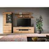 Home Affaire Wohnwand REHAT, TOPSELLER!, 3-teilig, Breite 280 cm, inklusive Beleuchtung, (5-St., Set inkl. Beleuchtung, bestehend aus: Vitrine, Lowboard und Wandboard), Kombination, Anbauwand, Set, Wohn-Set, Wohnzimmer-Set, Schrankwand braun|grau