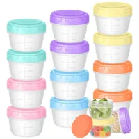 LANSKYLAN 12 Stück Kleine Gefrierdosen 77ml mit it Deckel BPA-frei Mini Frischhaltedosen mit Messskala Gefrierbehälter Klein Tupperdosen Mini Gefrierdosen für Einfrieren Saucen Snack Unterweg