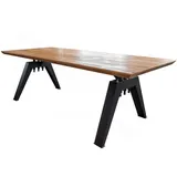 KAWOLA Esstisch REY Akazie massiv Schweizer Kante 240x100cm - Braun,