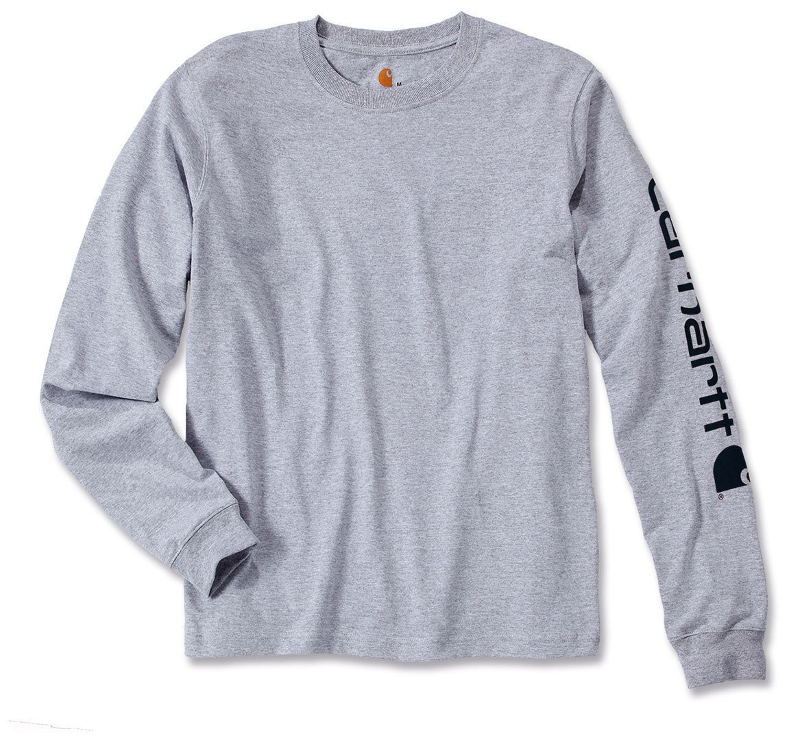 Carhartt Logo Longsleeve, grijs, S Voorman