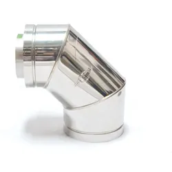 ASTEC Inspektionswinkel 90° Doppelwandig DN113-300 Edelstahl Rohr Bogen Abgas Schornstein
