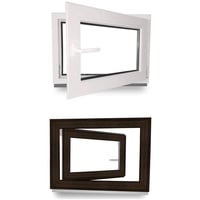 Kellerfenster - Kunststofffenster - Fenster - 3 fach Verglasung - innen Weiß/außen Dark Oak - BxH: 650 mm x 450 mm - DIN Rechts