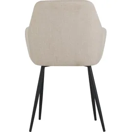 HELA Tische 2er Set Esszimmerstuhl Maria, Bezug Webstoff beige Armlehne, 4Fuß Metallgestell Schwarz, 120kg belastbar