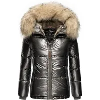 Navahoo Damen Winterjacke Steppjacke warm mit Kunstfellkapuze Tikunaa Anthracite Gr. XS - XS