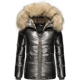 Navahoo Damen Winterjacke Steppjacke warm mit Kunstfellkapuze Tikunaa Anthracite Gr. XS - XS