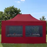 TOOLPORT 3x4,5m - mit 4 Seitenteilen (Panoramafenster) Premium Dach Partyzelt rot