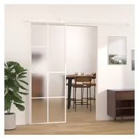 vidaXL Zimmertür Schiebetür ESG-Mattglas und Aluminium 76x205 cm Weiß weiß