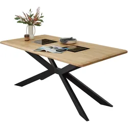 Wohn-Concept Montana Esstisch Wildeiche Massivholz/Metall braun/schwarz