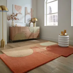 Wollteppich FLAIR RUGS "Lozenge", orange (terracotta), B:120cm H:10mm L:180cm, Wolle, Teppiche, Kurzflor, Retro Muster