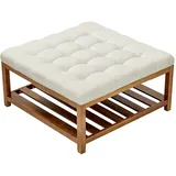 Vevor Ottomane mit Fußstütze 87,5 x 44,5 x 87,5 cm Cremeweiß