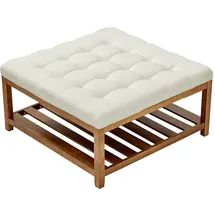 Vevor Ottomane mit Fußstütze 87,5 x 44,5 x 87,5 cm Cremeweiß