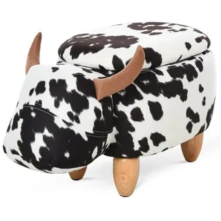 Homcom Tierhocker, Dekohocker mit Stauraum, Polsterhocker, Sitzhocker, Sitzbank mit Tier-Design, für