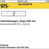 Industrial Quality Supplies DIN 975 Gewindestange VG M8x1000 Polyamid blank