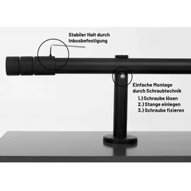 deco-raum Gardinenstange nach Maß 1-Lauf Zylinder Ø 25mm Schwarz, 360cm