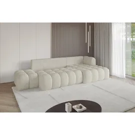 altdecor Ecksofa Olea-L2-S Samt mit Schlaffunktion 3-Sitzer Creme