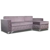 JVmoebel Ecksofa Ecksofa Samt Couch Schlafsofa Luxus Möbel Wohnlandschaft Sofa L-form, Mit Bettfunktion rosa