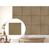 HPFloor Akustikpaneele Dekor Wandpaneele | für Flur Wohnzimmer Innenwanddekoration in Holzoptik Wandverkleidung | geölt | Quadratisch | 60 x 60 cm | 21 mm stark | 4er-Set | schwarzer Filz | Oiled Oak