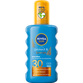 NIVEA Sun Protect & Bronze Sun Spray SPF30 wasserfestes Spray für die Unterstützung der Bräunung 200 ml