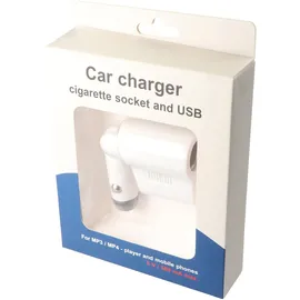 AccuCell KFZ-Ladegerät mit Buchse und USB Weiß