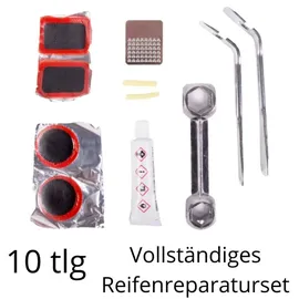 BENSON Fahrrad Reparaturset Fahrradflickzeug Reifen Pannenset Flicken 10teilig Werkzeug