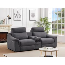Relaxsofa elektrisch 2-Sitzer - Stoff - Grau - VERETO