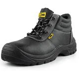 BLACK HAMMER Sicherheitsstiefel Herren Arbeitsschuhe Leder Stahlkappe Leichtes Schuhwerk S3 SRC 1400 Schwarz (46 EU)
