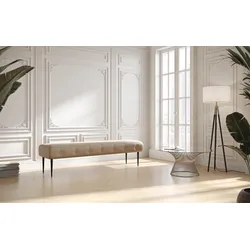 3-Sitzer PLACES OF STYLE "Amber", beige, B:159cm H:52cm T:54cm, 100% Polyester, Sofas, mit Knopfheftung,in verschieden Stoffarten