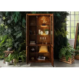 Massivmoebel24 Vitrine Sheesham 109x40x202 walnuss gewachst, Toronto 211