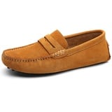 Jamron Herren Wildleder Penny Loafers Gemütlich Fahrende Schuhe Mokassin Slippers Bräunen 2088 UK12/EU47 - 47 EU Schmal