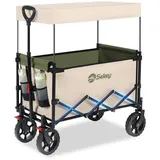 Sekey XXL Bollerwagen Faltbar Kinder 150L 150KG, Faltbarer Bollerwagen mit Dach Klappbarer Handwagen mit Sonnenschutz für Ausflug Strand Camping, Dach-S 4018, Eco-Grün