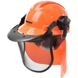 Hecht Forsthelm Forstschutzhelm mit Gesichts-, Nacken- &- Gehörschutz, 53 - 64 cm Kopfweite, Kunststoffgitter Regenrinne